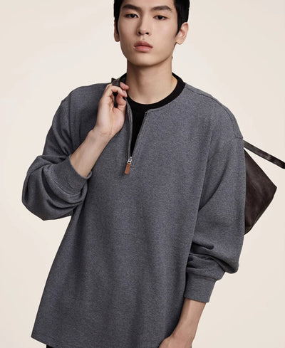 Half-Zip Regular Fit Sweater Korean Street Fashion Sweater By Opicloth Shop Online at OH Vault