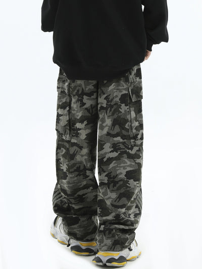 Drawstring Three-Bar Camo Cargo Pants Korean Street Fashion Pants By INS Korea Shop Online at OH Vault