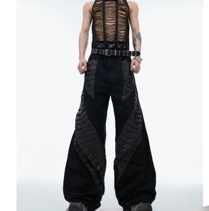 3D Spliced Pleats Loose Pants Korean Street Fashion Pants By Argue Culture Shop Online at OH Vault