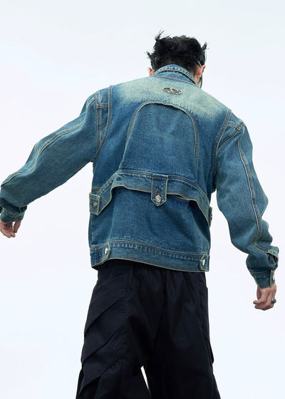 Strap Belts Detail Denim Jacket Korean Street Fashion Jacket By Argue Culture Shop Online at OH Vault