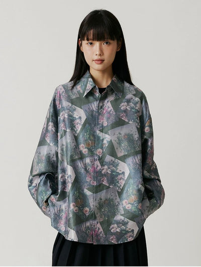 Vintage Floral Full-Print Shirt Korean Street Fashion Shirt By Crying Center Shop Online at OH Vault