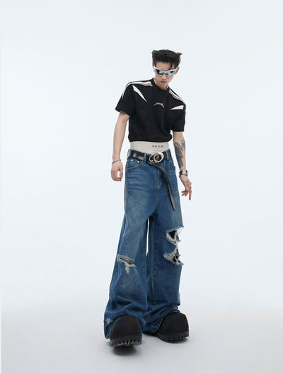 Ripped Wide Cut Jeans Korean Street Fashion Jeans By Argue Culture Shop Online at OH Vault