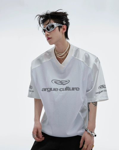 Mesh Shiny Shoulder T-Shirt Korean Street Fashion T-Shirt By Argue Culture Shop Online at OH Vault