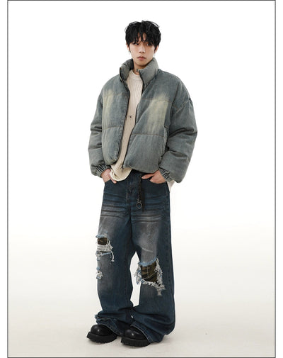 Washed Denim Down Jacket Korean Street Fashion Jacket By Mr Nearly Shop Online at OH Vault