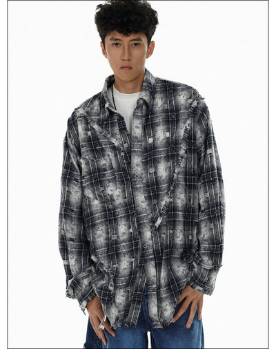 Plaid Multi-Detail Buttoned Shirt Korean Street Fashion Shirt By Mr Nearly Shop Online at OH Vault