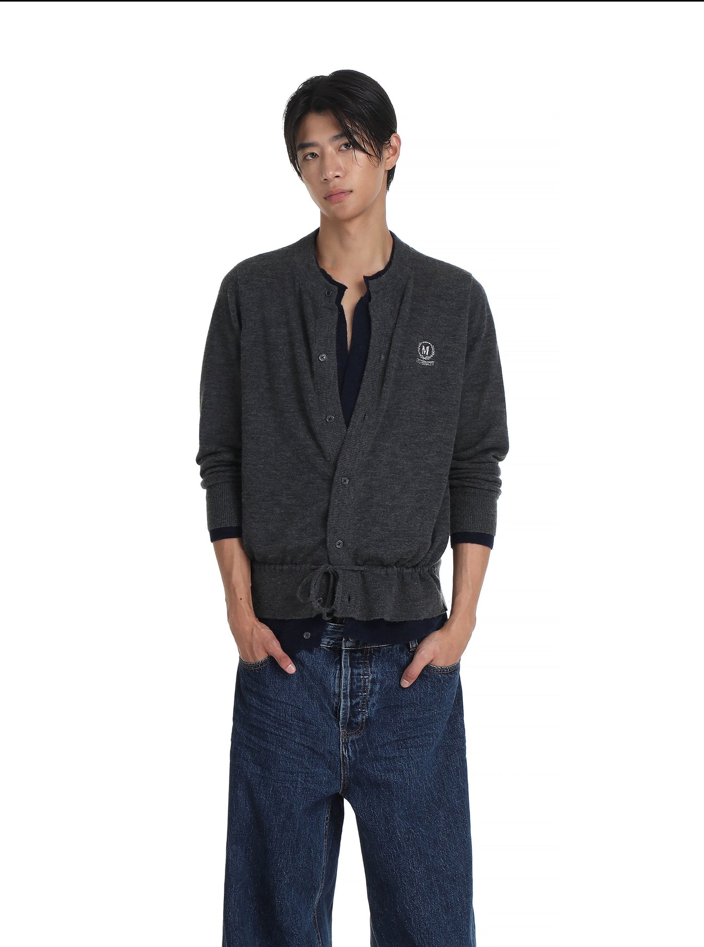 Layered Adjustable Waist Cord Knit Cardigan Korean Street Fashion Cardigan By Mason Prince Shop Online at OH Vault