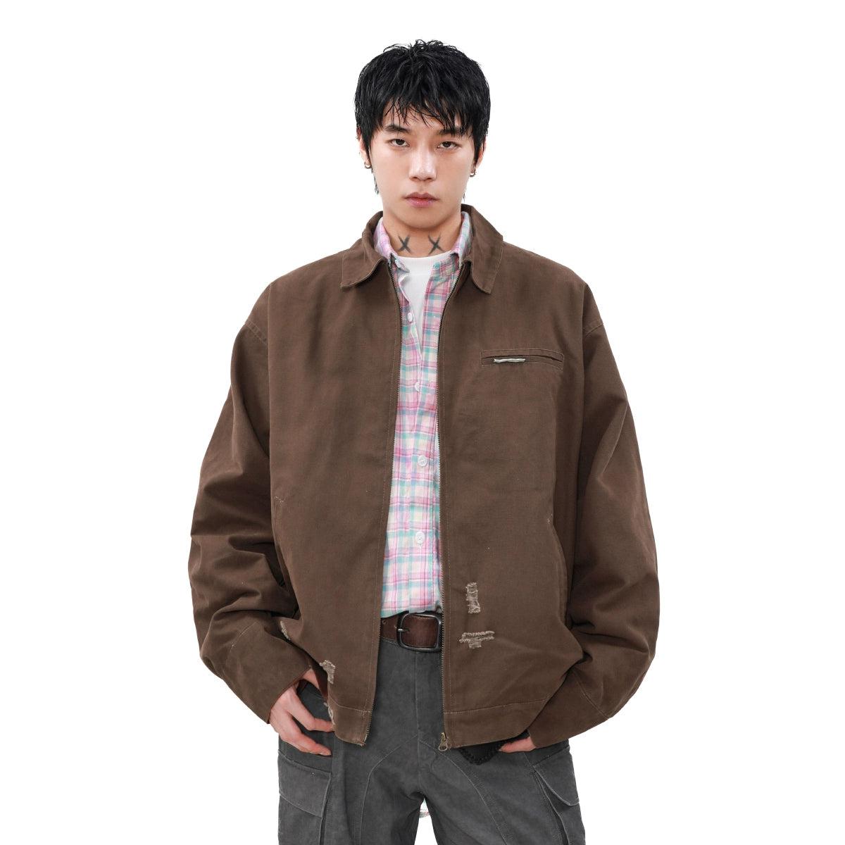 Minimal Distressed Spots Jacket Korean Street Fashion Jacket By Mr Nearly Shop Online at OH Vault