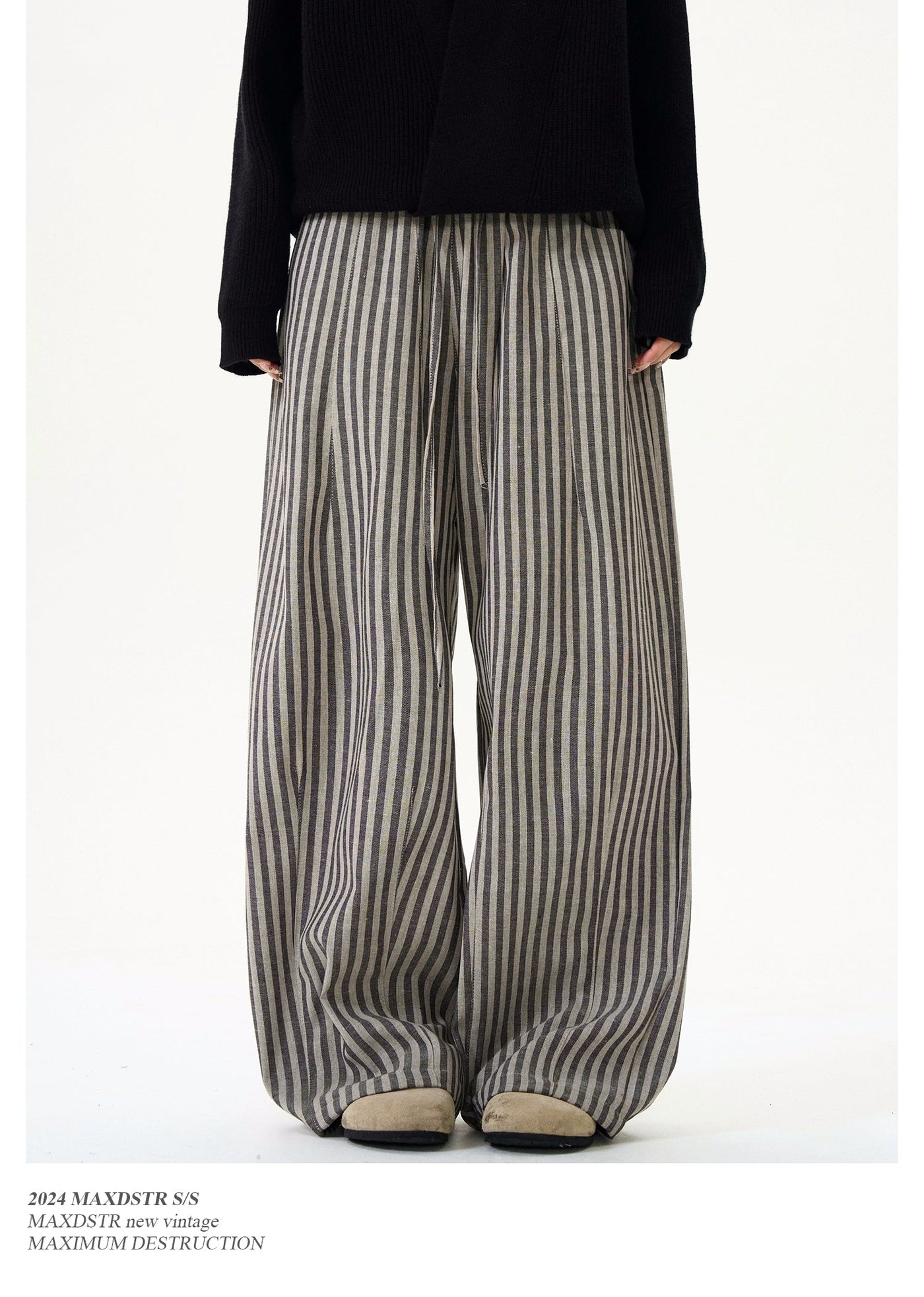 Drape Wide Vertical Striped Pants Korean Street Fashion Pants By MaxDstr Shop Online at OH Vault