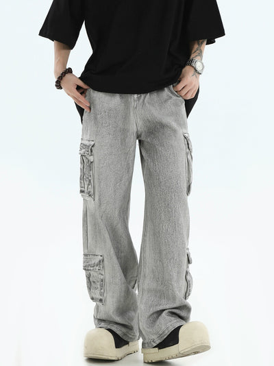 Chalk Effect Cargo Jeans Korean Street Fashion Jeans By INS Korea Shop Online at OH Vault