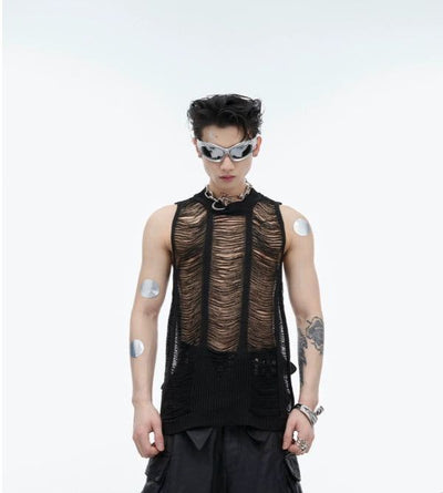 Hollowed Knit Sleeveless Vest Korean Street Fashion Vest By Argue Culture Shop Online at OH Vault