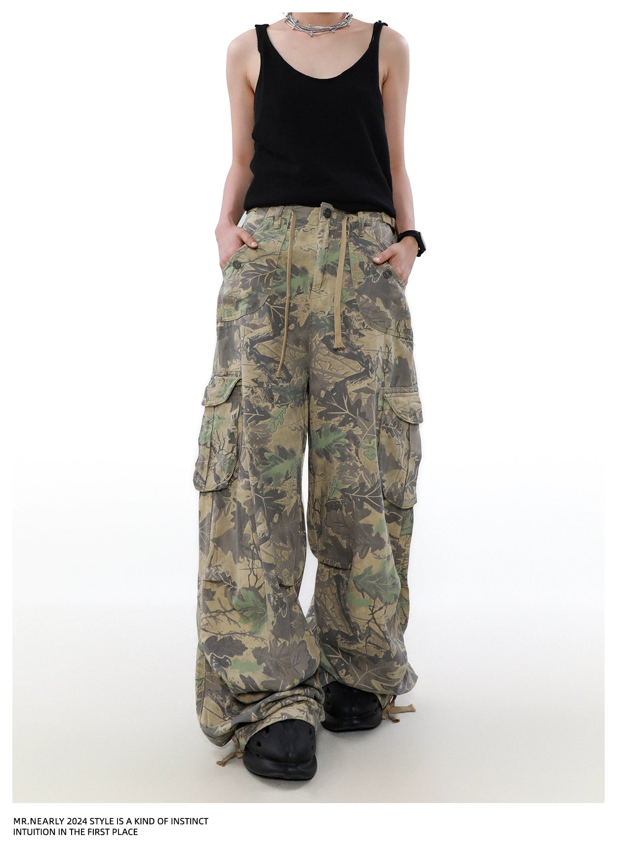 Knot String Camo Cargo Pants Korean Street Fashion Pants By Mr Nearly Shop Online at OH Vault