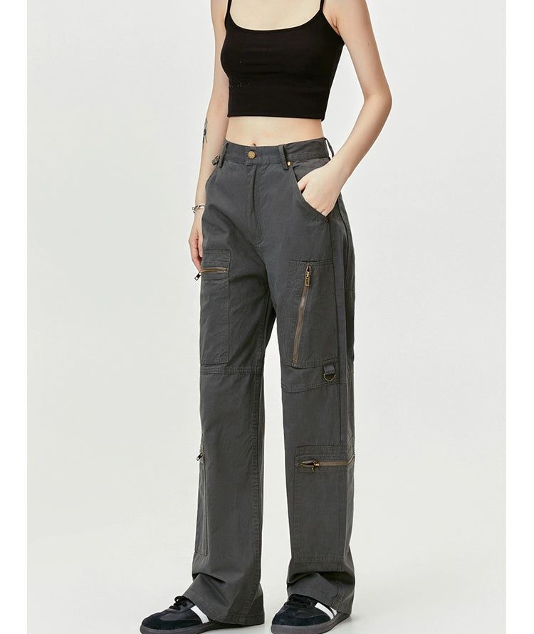 Asymmetric Zipped Pocket Cargo Pants Korean Street Fashion Pants By Made Extreme Shop Online at OH Vault