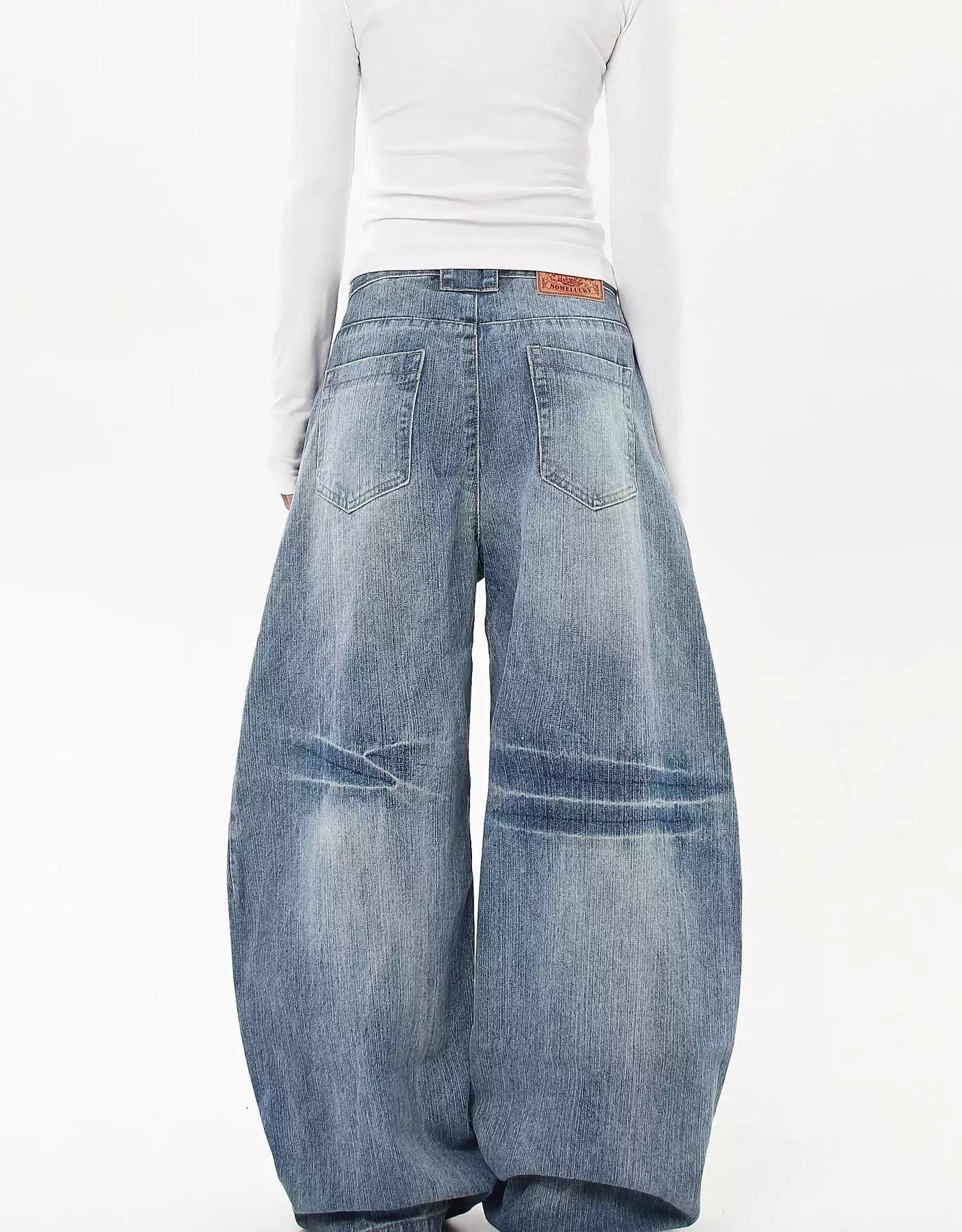 Washed Structured Curve Leg Jeans Korean Street Fashion Jeans By Blacklists Shop Online at OH Vault