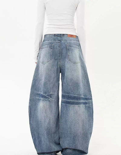 Washed Structured Curve Leg Jeans Korean Street Fashion Jeans By Blacklists Shop Online at OH Vault