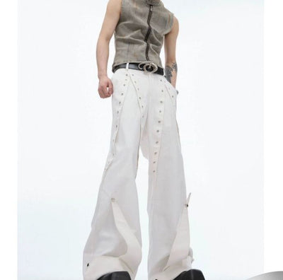 Metal Embellished Wide Leg Pants Korean Street Fashion Pants By Argue Culture Shop Online at OH Vault