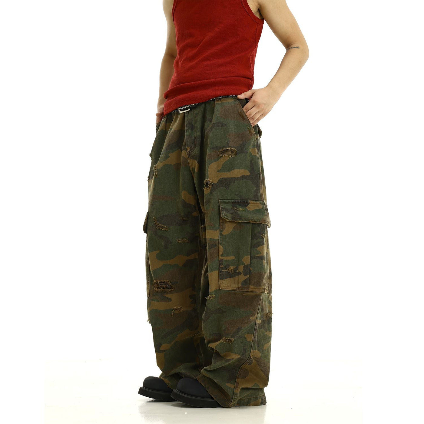 Distressed Spots Camouflage Pants Korean Street Fashion Pants By MEBXX Shop Online at OH Vault