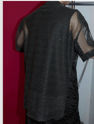 Mesh Net Buttoned Shirt Korean Street Fashion Shirt By Argue Culture Shop Online at OH Vault