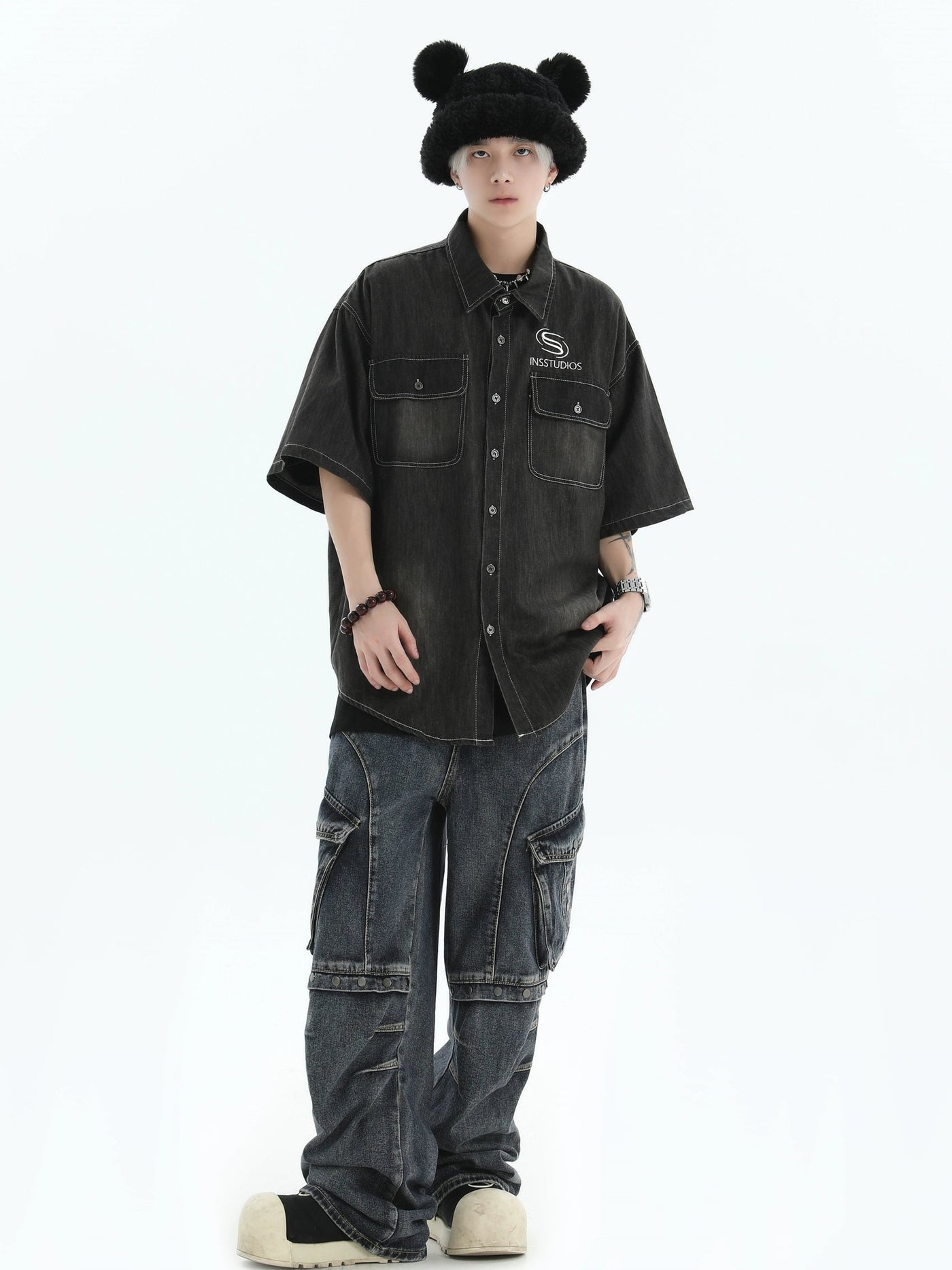 Breast Pocket Denim Shirt Korean Street Fashion Shirt By INS Korea Shop Online at OH Vault