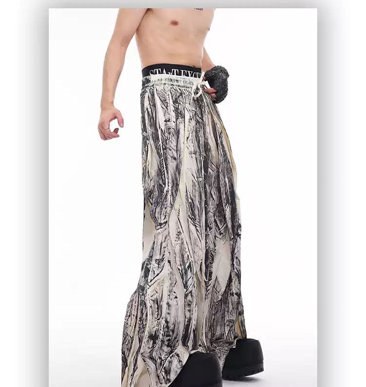 Tie-Dyed Drawstring Waist Pants Korean Street Fashion Pants By Slim Black Shop Online at OH Vault