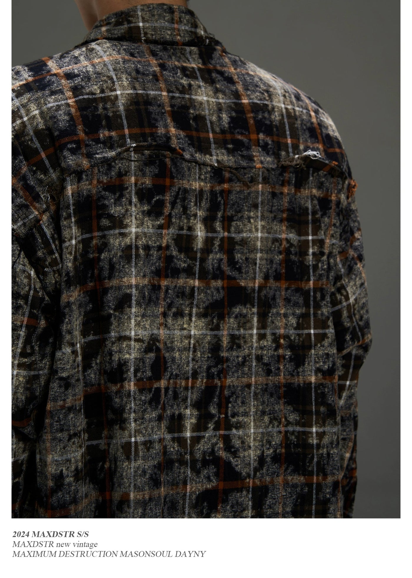 Tie-Dyed Plaid Raw Edge Shirt Korean Street Fashion Shirt By MaxDstr Shop Online at OH Vault