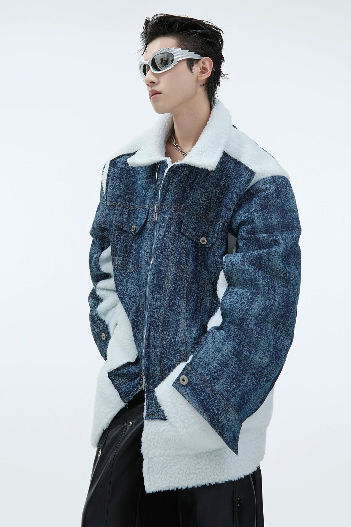 Spliced Fleece Denim Jacket Korean Street Fashion Jacket By Argue Culture Shop Online at OH Vault