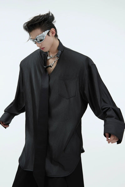 Neck Strap Line Flowy Shirt Korean Street Fashion Shirt By Argue Culture Shop Online at OH Vault