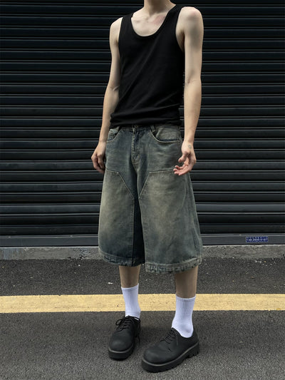 Faded Workwear Denim Shorts Korean Street Fashion Shorts By MaxDstr Shop Online at OH Vault
