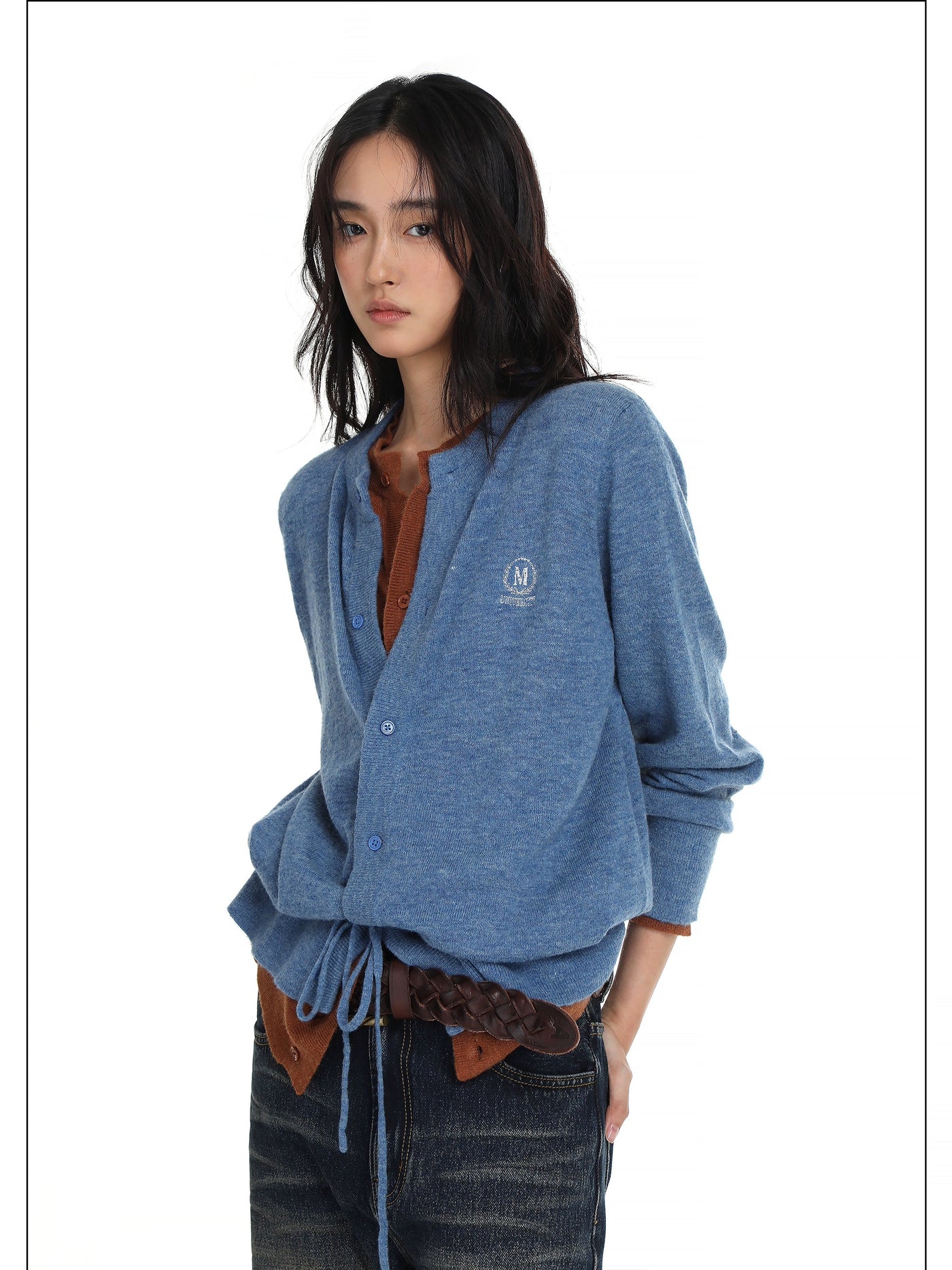 Layered Adjustable Waist Cord Knit Cardigan Korean Street Fashion Cardigan By Mason Prince Shop Online at OH Vault