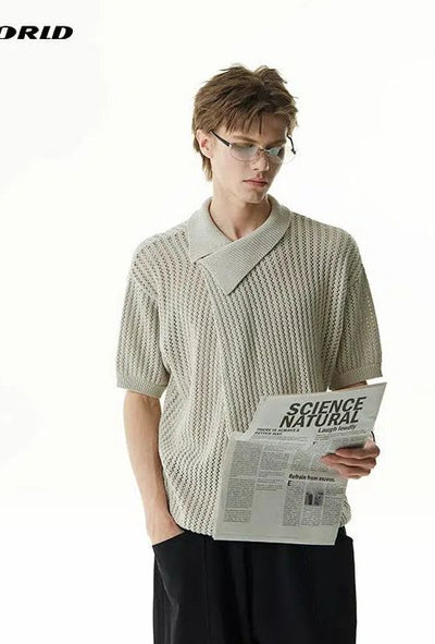 Overlap Knit Textured Shirt Korean Street Fashion Shirt By Cro World Shop Online at OH Vault