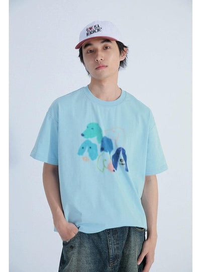 Dog Doodle Blurred T-Shirt Korean Street Fashion T-Shirt By Mentmate Shop Online at OH Vault