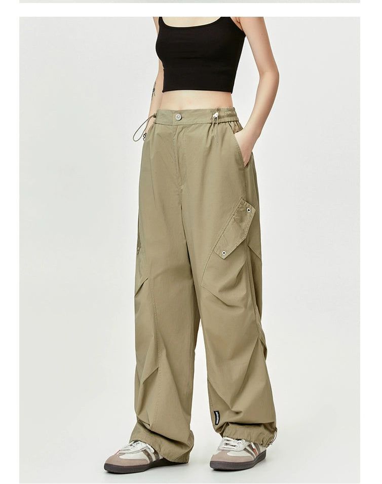 Plain Elasticated Parachute Pants Korean Street Fashion Pants By Made Extreme Shop Online at OH Vault