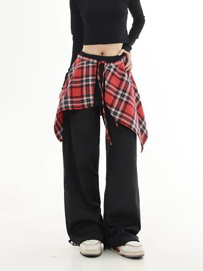 Detachable Plaid Sweatpants Korean Street Fashion Pants By Blacklists Shop Online at OH Vault