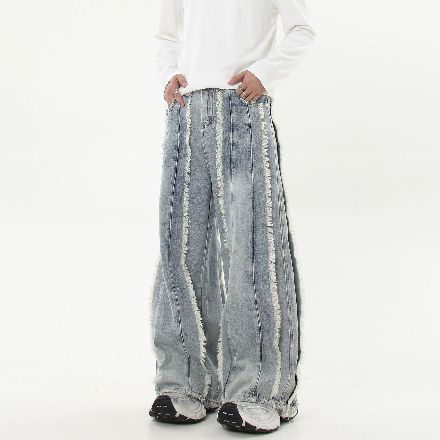 Frayed Seams Highlight Jeans Korean Street Fashion Jeans By Blacklists Shop Online at OH Vault