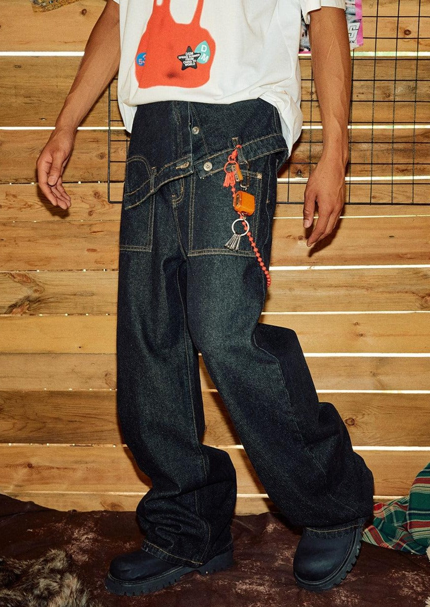 Utility Wide Pockets Jeans Korean Street Fashion Jeans By Donsmoke Shop Online at OH Vault