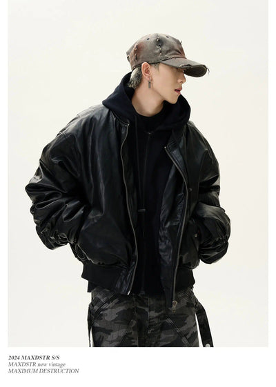 Layered Hooded PU Leather Jacket Korean Street Fashion Jacket By MaxDstr Shop Online at OH Vault