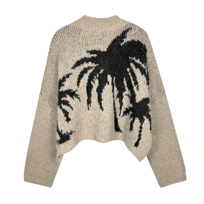 Coconut Tree Graphic Knit Cardigan Korean Street Fashion Cardigan By MaxDstr Shop Online at OH Vault