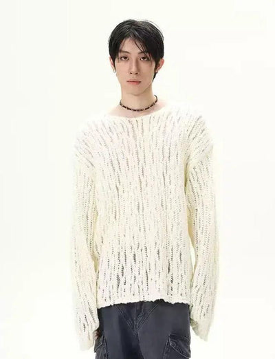 Hollow Twisted Knit Sweater Korean Street Fashion Sweater By 77Flight Shop Online at OH Vault