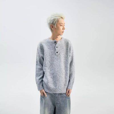 Casual Half-Buttons Sweater Korean Street Fashion Sweater By Ash Dark Shop Online at OH Vault