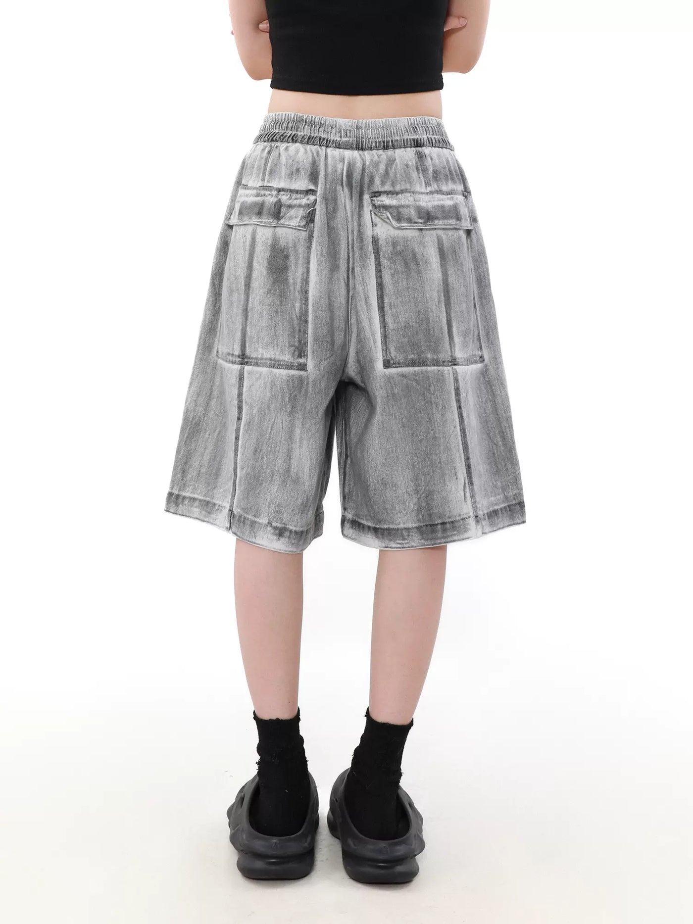 Charcoal Smudge Drawstring Shorts Korean Street Fashion Shorts By Mr Nearly Shop Online at OH Vault