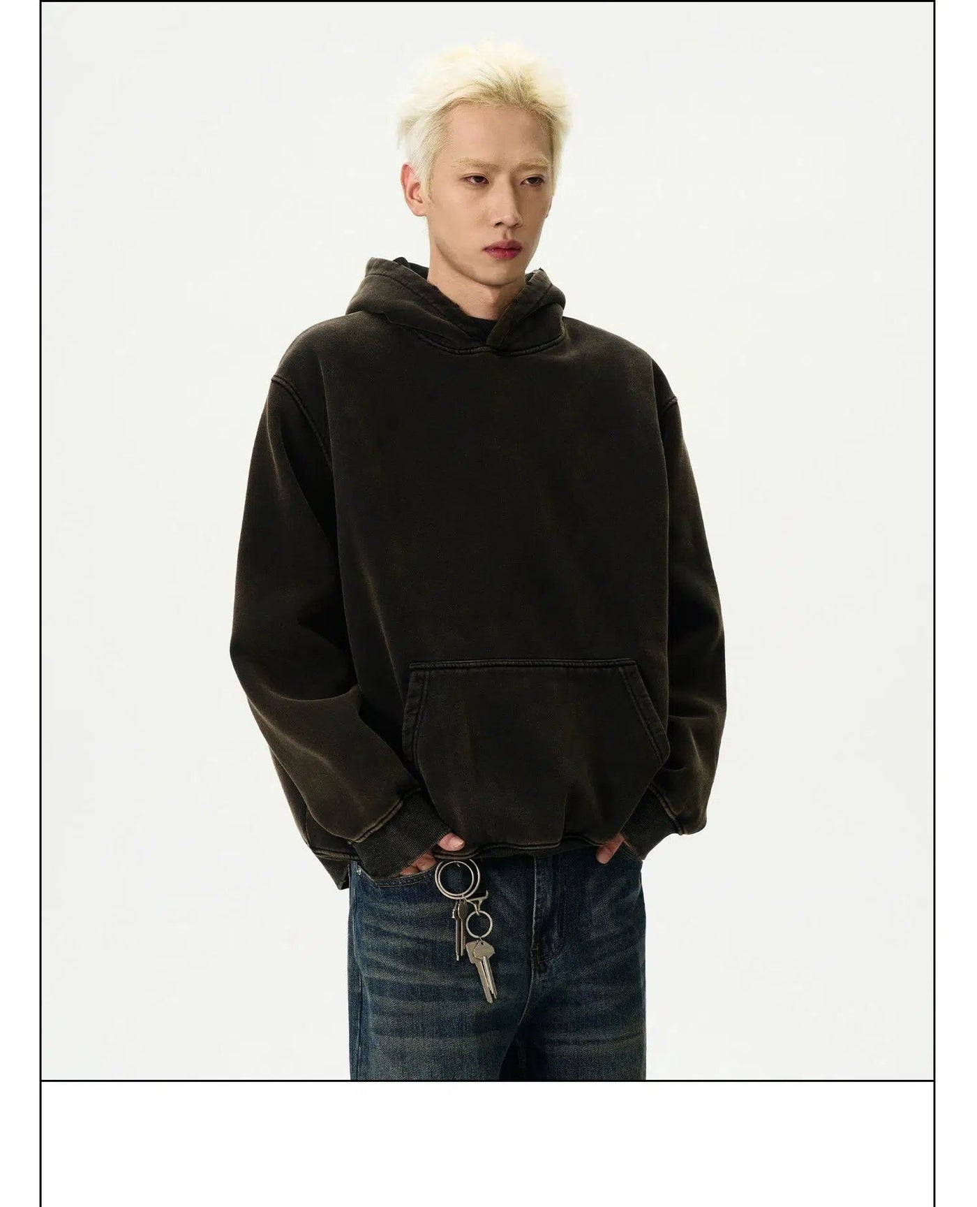 Washed Kangaroo Pocket Hoodie Korean Street Fashion Hoodie By A PUEE Shop Online at OH Vault