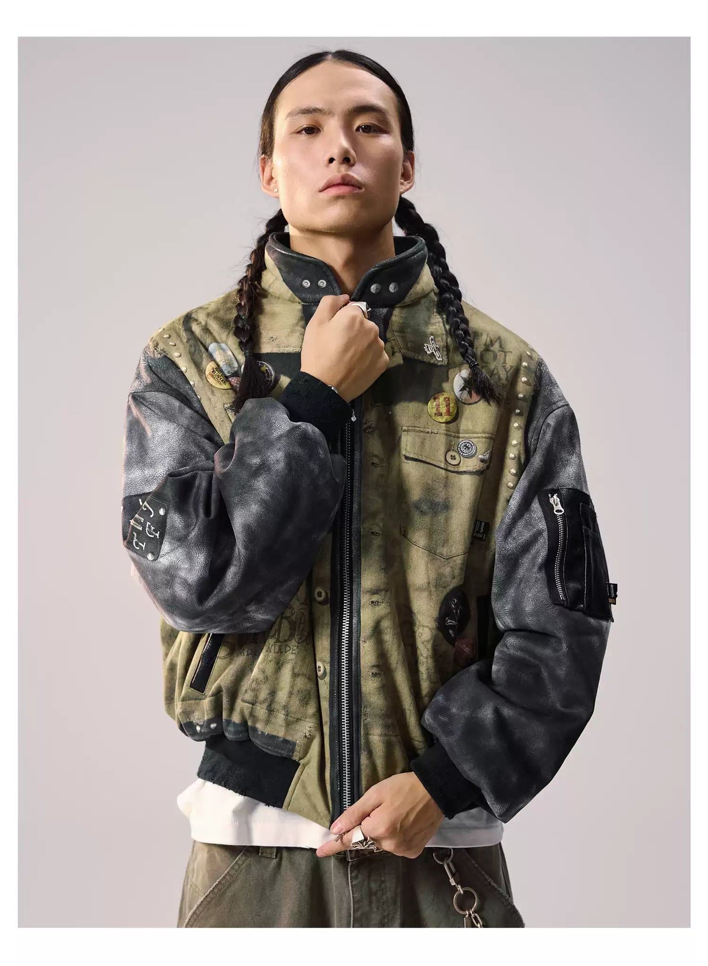 Spliced Sleeves Multi-Detail Jacket Korean Street Fashion Jacket By Remedy Shop Online at OH Vault