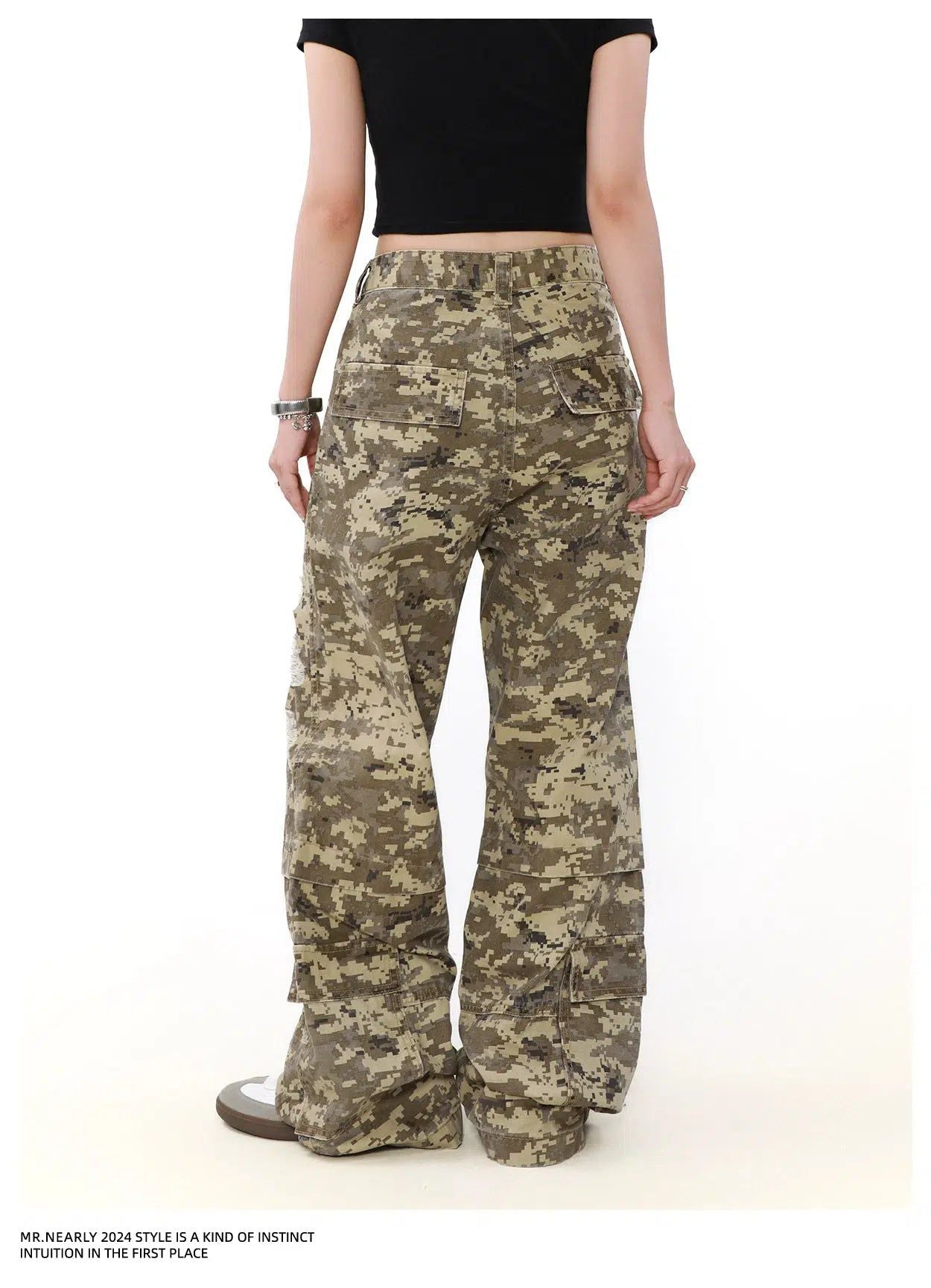 Ripped Hole Camouflage Cargo Pants Korean Street Fashion Pants By Mr Nearly Shop Online at OH Vault