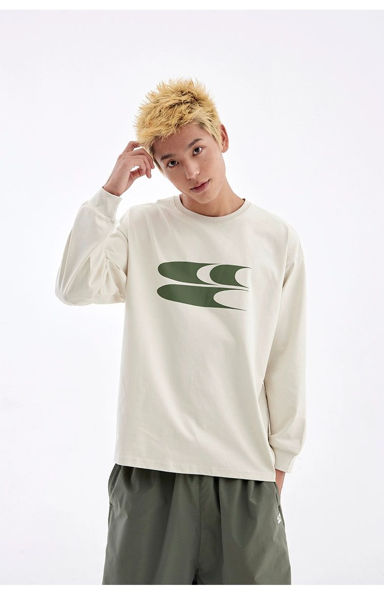 Contrast Center Logo Long Sleeve T-Shirt Korean Street Fashion T-Shirt By Crying Center Shop Online at OH Vault