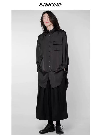 Flap Pocket Flowy Shirt Korean Street Fashion Shirt By SAWong Shop Online at OH Vault