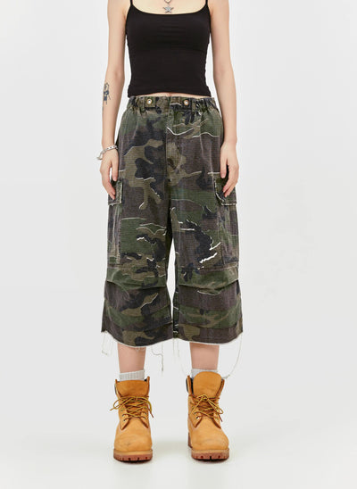 Camouflage Flap Pocket Shorts Korean Street Fashion Shorts By Made Extreme Shop Online at OH Vault