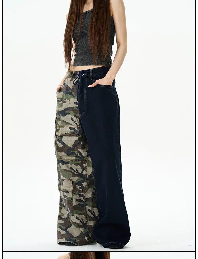 Asymmetric Camouflage Cargo Pants Korean Street Fashion Pants By 77Flight Shop Online at OH Vault