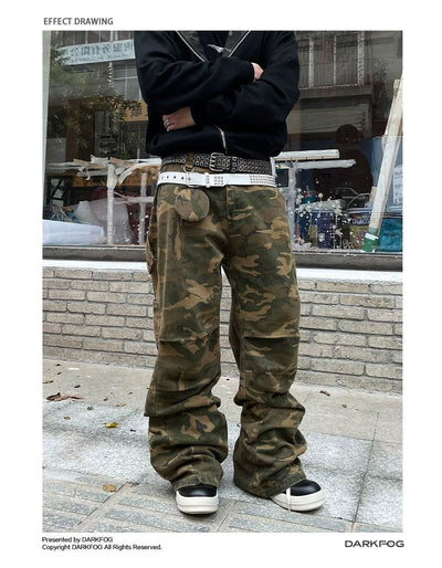 Detachable Pendant Camouflage Pleats Pants Korean Street Fashion Pants By Dark Fog Shop Online at OH Vault