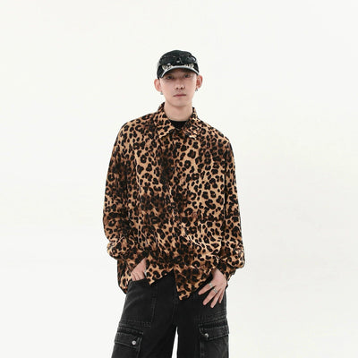 Leopard Print Drapey Shirt Korean Street Fashion Shirt By Blacklists Shop Online at OH Vault