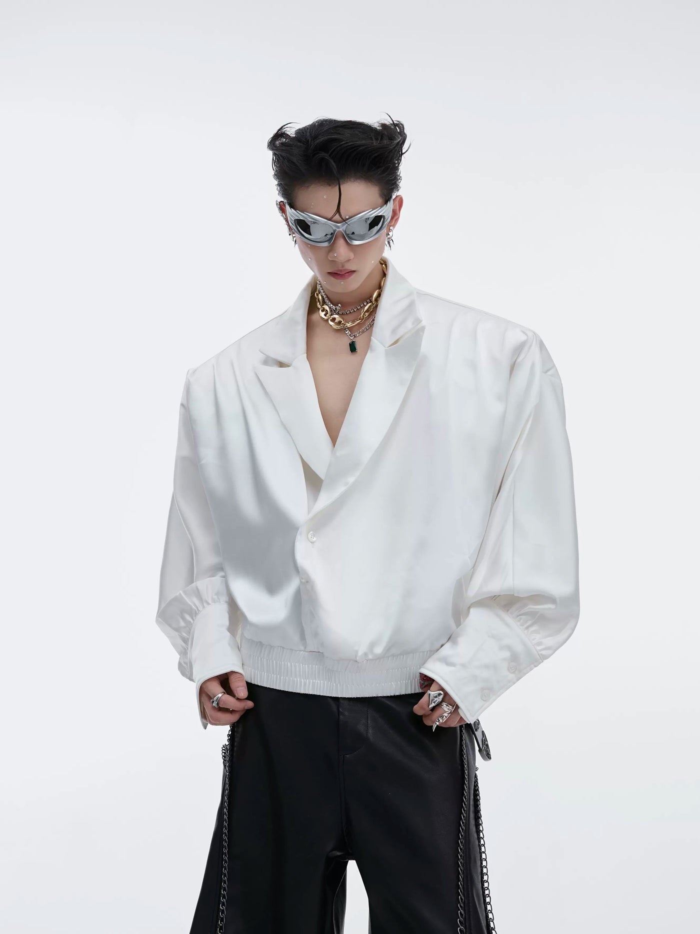 Ruched Hem Lapel Shirt Korean Street Fashion Shirt By Argue Culture Shop Online at OH Vault