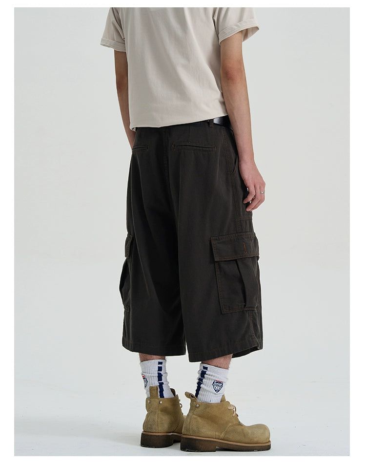 Pleated Pocket Cargo Shorts Korean Street Fashion Shorts By A PUEE Shop Online at OH Vault